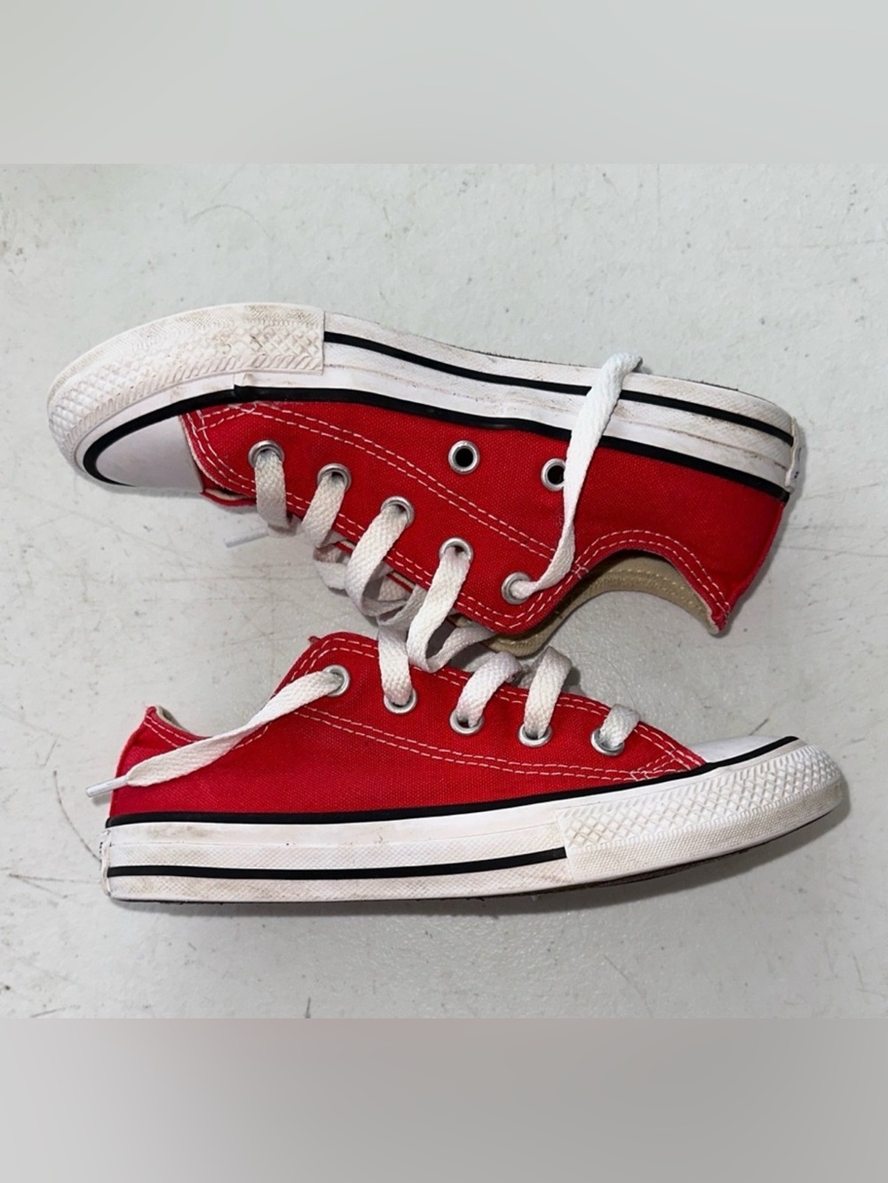 Converse Red Low-Top Canvas Kids Sneakers with White Accents
